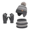 thumbnail image 4 of Girls Winter Hat with Ear Flaps Scarf Glove Set, Warm Hat Gloves Knit Lined Neck Warmer Set for Ages 4-10 Years Boys Girls, 4 of 4
