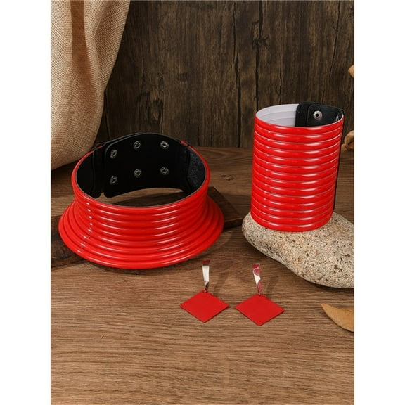 African National Choker Collars Leather Chunky Punk Necklace Earring Bracelet Set Gothic Statement Necklaces for Women