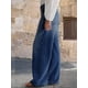 thumbnail image 2 of Vaqueros anchos Flamingals para mujer, cintura media, azul marino, XL, 2 of 6