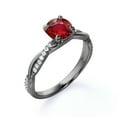 thumbnail image 4 of JeenMata Anillo de Compromiso con Rubí Rojo Oscuro Gótico de Talla Redonda de 1 Quilate Creado en Laboratorio en Oro Negro de 18 K sobre Plata, 4 of 6