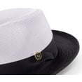 thumbnail image 2 of Men's Two-tone Pinch Hat Wide Brim Matching Grosgrain Ribbon Straw Fedora in Black H-47, 2 of 2