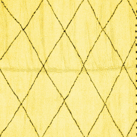 Ahgly Company Machine Washable Indoor Square Solid Yellow Modern Area Rugs, 6' Square