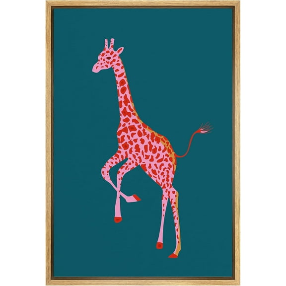 Aaheei Canvas Print Wall Art Preppy Room Decor Pink African Cartoon Giraffe Portrait Nature Wilderness Drawings Boho Chic Animals Colorful for Living Room, Bedroom, Office