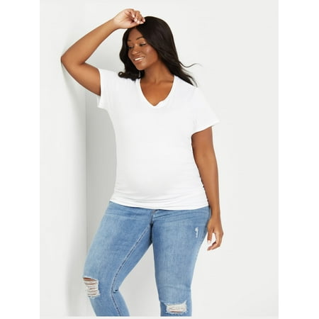 

Motherhood Maternity Plus Size V-Neck Side Ruched Maternity Tee