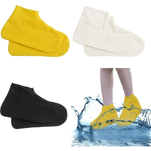 EcoNesxp Rain shoe covers reusable waterproof thick waterproof overshoes 3 pairs of waterproof shoe covers