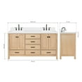 thumbnail image 5 of ARIEL Cambridge 66 Inch Double Rectangular Sink Bathroom Vanity With Carrara White Quartz Countertop 1.5 Inch Edge In Oak, 5 of 7