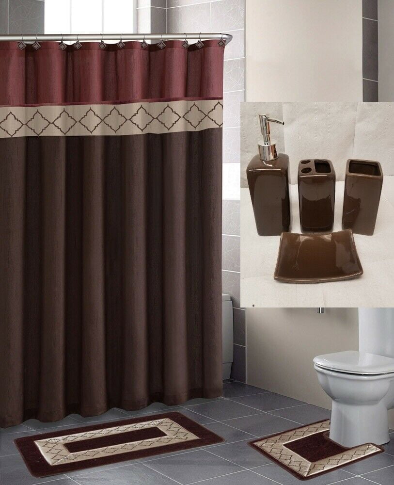 17pc BATMAN BATH SET Shower Curtain+Hooks+Rug+Pump+Toothbrush Holder+Wastebasket 