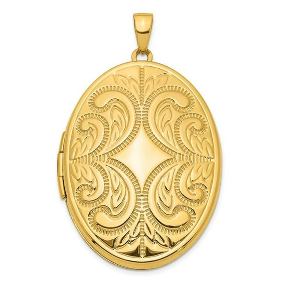 Quality Gold XL780 14K Yellow Gold 38 mm Large Oval Family Locket Pendant