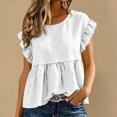 thumbnail image 4 of Sheghy Summer Tops for Women 100%Cotton Women's Casual Spring Summer Solid Crew Neck Short Sleeve T-Shirt Top, 4 of 9