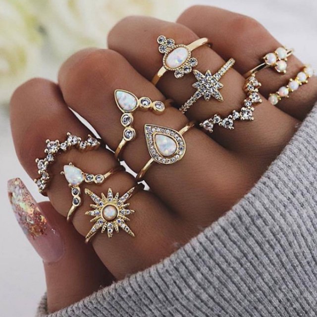 Juego de 10 anillos apilables para nudillos para mujeres adolescentes, Boho Vintag