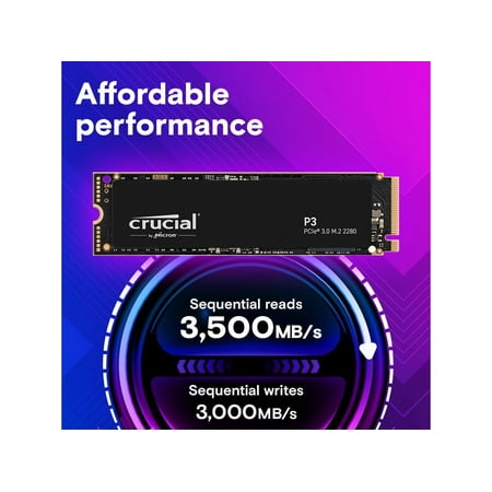 Crucial - P3 1TB Internal SSD PCIe Gen 3 x4  NVMe