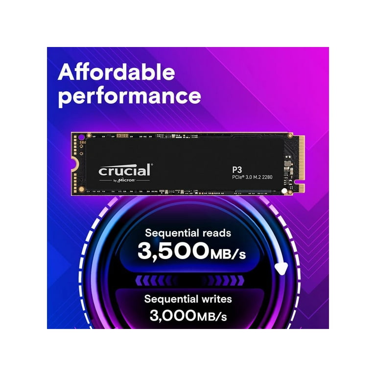 Crucial P3 2TB PCIe 3.0 3D NAND NVMe M.2 SSD, up to 3500MB/s - CT2000P3SSD8