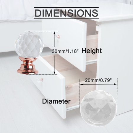 Crystal Knobs Drawer Pull Handle Cupboard Cabinet Rose Gold Color