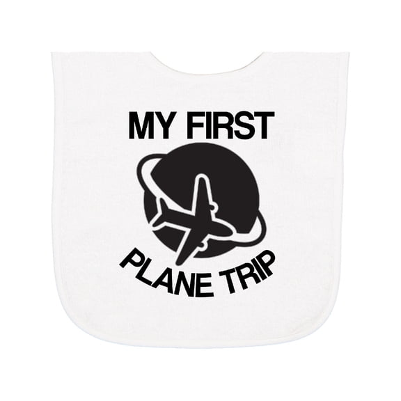 Inktastic My First Plane Trip Airplane Baby Terry Cloth Bib