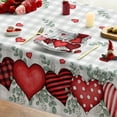 thumbnail image 4 of Valentine''s Day Tablecloth 60×84 Inch Rectangle, Buffalo Plaid Red Love Hearts Washable Table Cover for Party Picnic Dinner Decor, 4 of 6