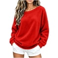 thumbnail image 3 of Tqcoqu Off the Shoulder Fuzzy Fleece Pullover Tops for Women, Long Sleeve Solid Color Loose Casual Warm Top, 2026 Fall Winter Fashion Clothes, 3 of 10