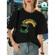 thumbnail image 1 of (180g Pure Cotton T-Shirt) St. Patrick's Day - Happy St. Patrick's Day Rainbow Cartoon Printed WomenCamisetas de verano para mujer, manga corta, cuello redondo, casual, lindo, con gráficos, camisetas, 1 of 6