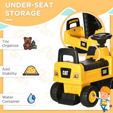 HOMCOM Kids Ride-On Bulldozer Toy - Yellow Construction Vehicle With Bucket For Toddlers 18-48 Months