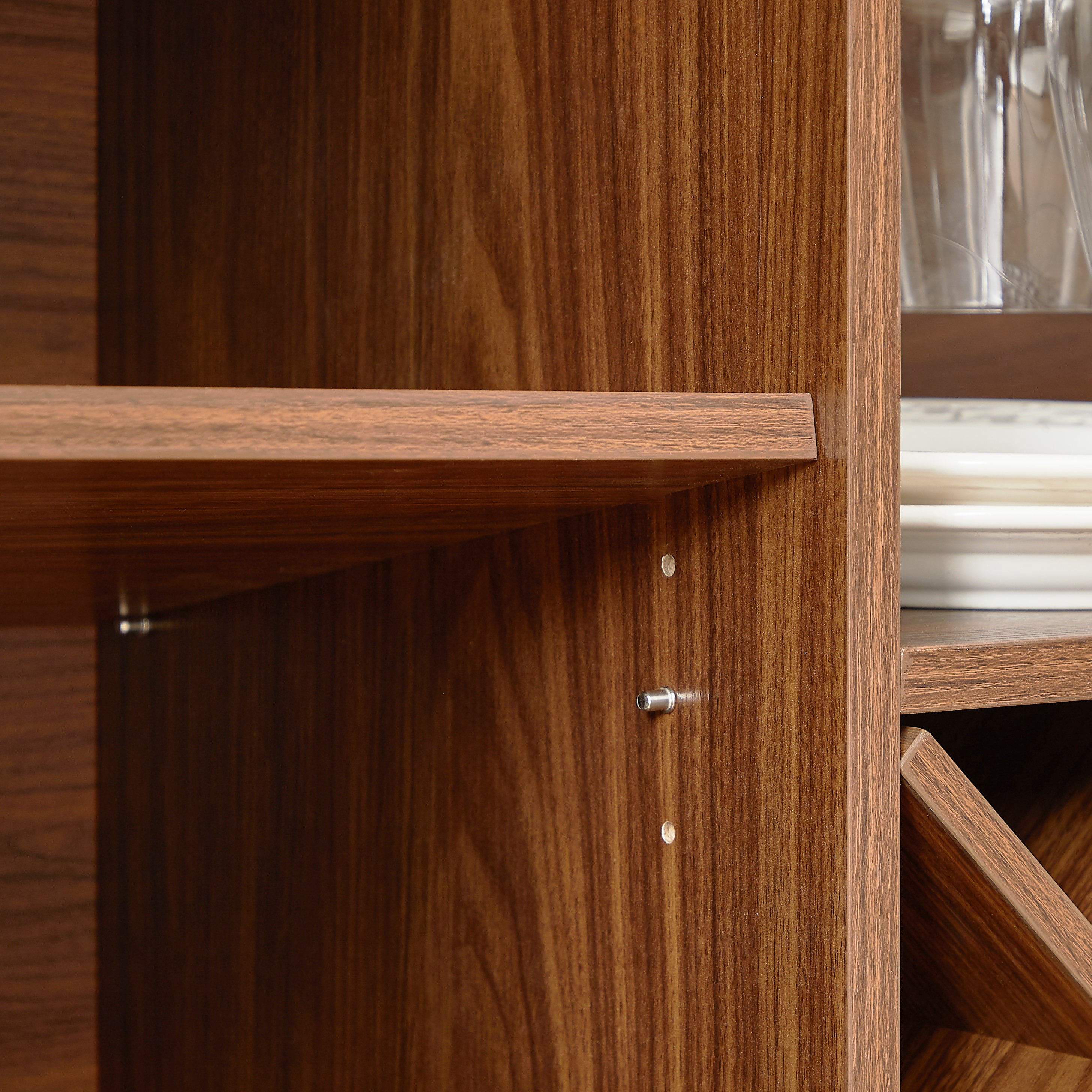 58" Sideboard Storage Cabinet With Wine Rack And Glassware Holder, Adjustable Shelves For Wine Storage And Coffee Bar, Suitable For Kitchens And Dining Rooms