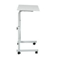 thumbnail image 3 of Mobile Standing Desk Cart, Height Adjustable Rolling Stand up Desk, Computer Workstation for Office/School/Teachers, Steel Removable Table with Wheels, Chipboard Side Table with Baffle, White, 3 of 7