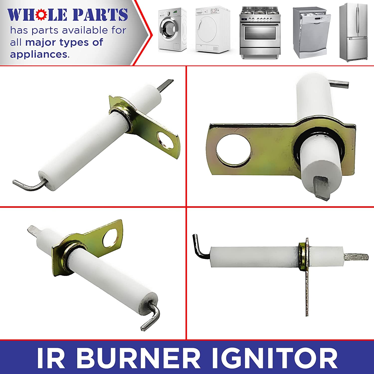 Whole Parts PB040122 IR Burner Ignitor - Replacement and Compatible with Some Viking Ranges