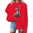 thumbnail image 4 of CLOISE Sweatshirts for Women Graphic Halloween Fleece Lining Crew Neck Trendy Pullover Witch Long Sleeve Tops Fall Winter Slim Clothes for Daily Wear Red L, 4 of 5