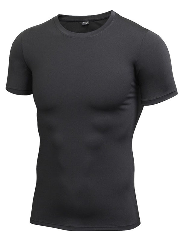 Men Compression Elastic Shirts Short Sleeve Sports Tight Tops - Walmart.com