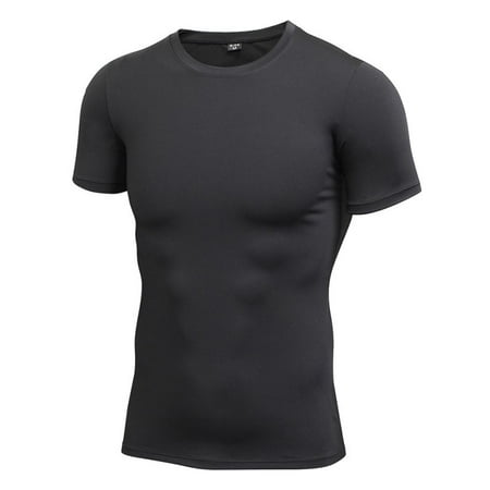 Men Compression Elastic Shirts Short Sleeve Sports Tight (Best Compression Shirt For Love Handles)