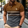 thumbnail image 2 of OIOLOYJM Mens Golf Shirts Summer Short Sleeve Mesh Color Block Casual Quick Dry Lightweight Polo Shirts Trendy Work Gym Collared T Shirts Coffee L, 2 of 5