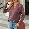 thumbnail image 5 of BLVB Womens Spring Fall Tunic Tops V Neck Button Long Sleeve Shirts Solid Casual Comfy Ladies Dressy Blouses, 5 of 7