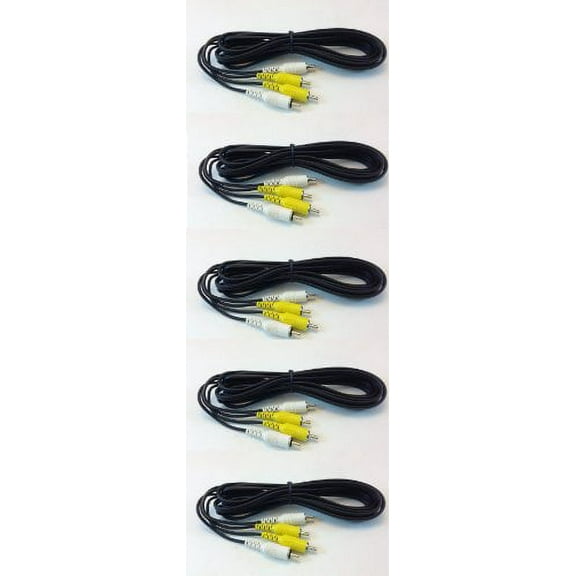 10' V/A RCA Cable Yellow/White Gaming RCA Cable (5 Pack)