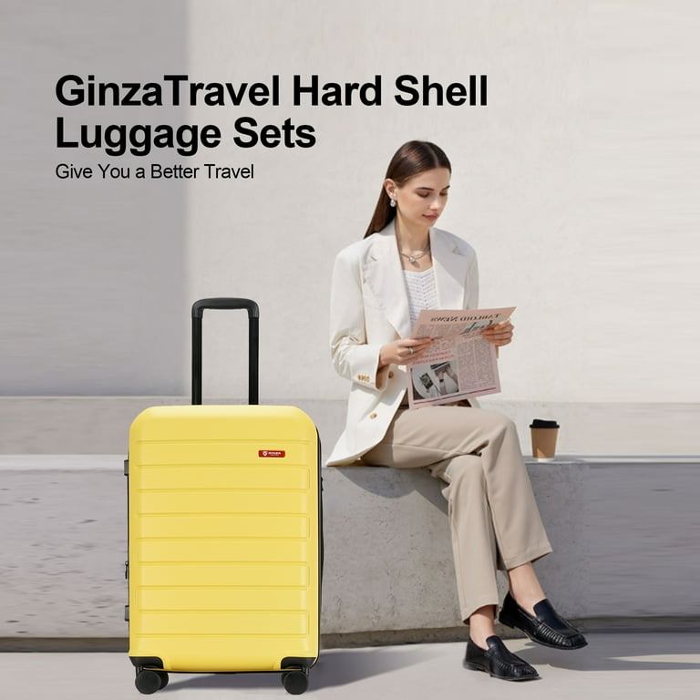 Ginza Travel Lightweight 3-Piece Hard Shell Carry On Luggage Set