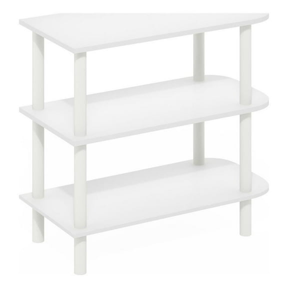 Pemberly Row Turn-N-Tube 26" 3-Tier Curved Freestanding Shoe Rack White