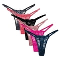 thumbnail image 3 of 6Pack Women Sexy Floral Y-Back G-String Panties Underwear Low Rise T-Back Underpants, 3 of 7