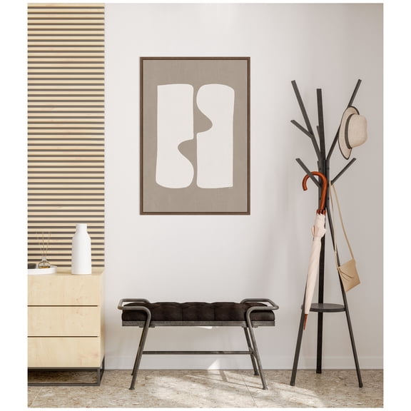 Kate and Laurel Framed Canvas Wall Art Print Organic Figures No. 1 by Gabrielly Guedes, 23 x 33 Sylvie Walnut Frame, Modern Contemporary, Abstract Art for Wall Decor