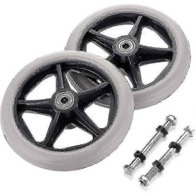 6 Inch Wheelchair Replacement Rubber Wheel - 2pcs - Non-slip Universal Front Wheels for Rollator Walker