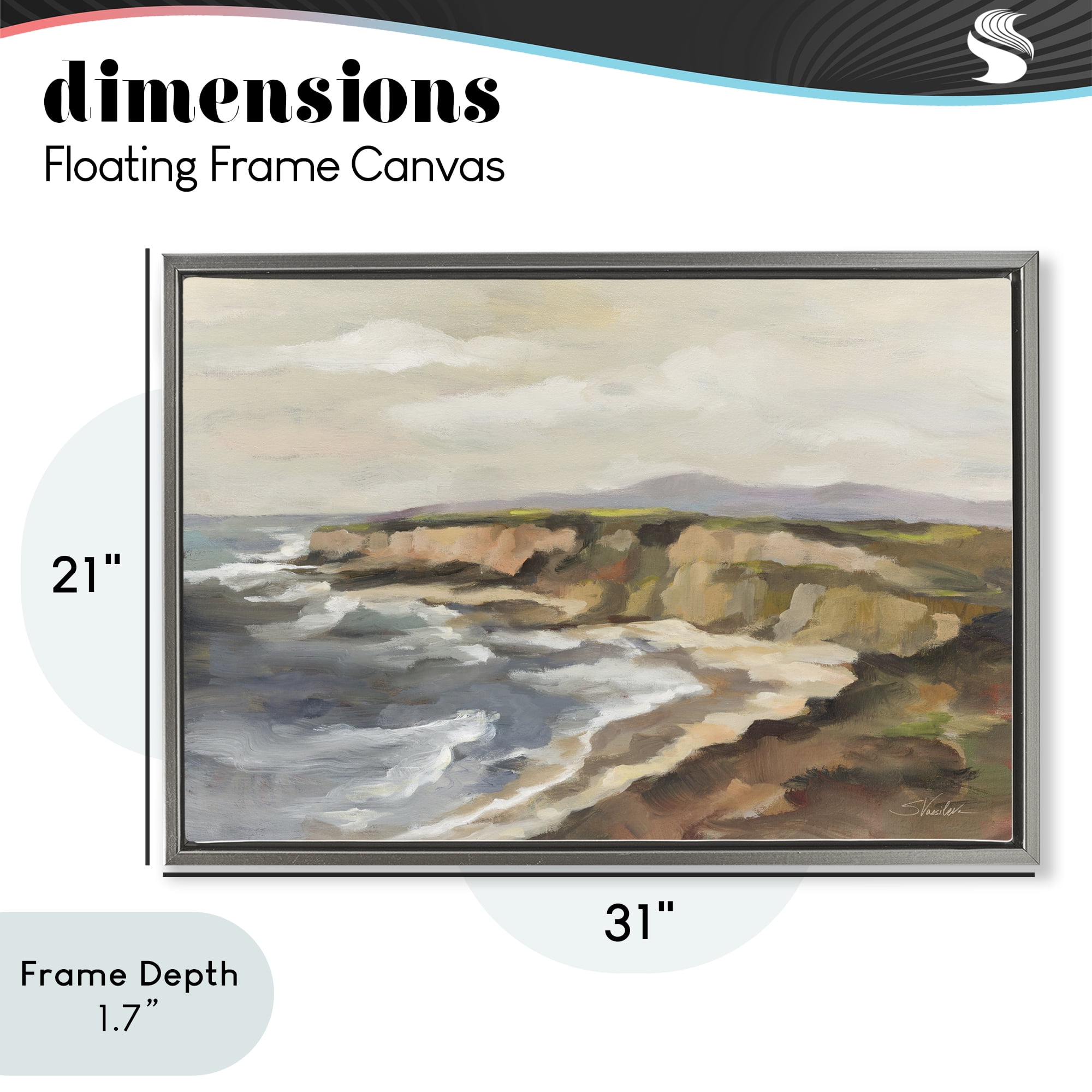 Stupell Industries Rocky Coast Expression Gray Framed Floater Canvas Wall Art, design by Silvia Vassileva