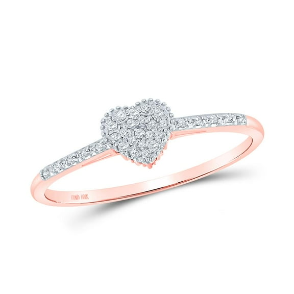 10K Rose Gold Round Diamond Slender Heart Ring 0.1cttw