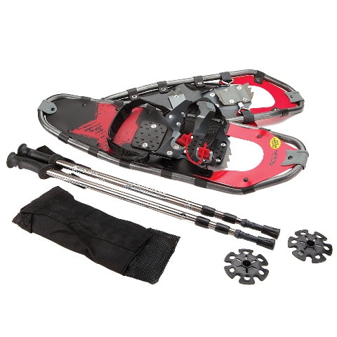 Lightweight Aluminum-Alloy Large Adult Snowshoes and Poles by