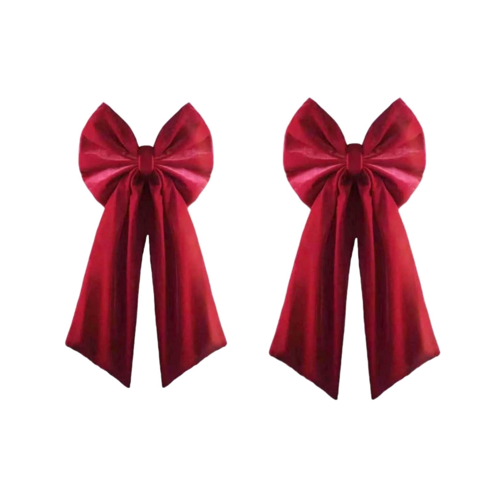 Eespoir 2PCS Large Christmas Bow 36x18 Inches, Red Velvet Bows, Christmas Tree Topper, For Wreaths Mantle Door Xmas Decorations