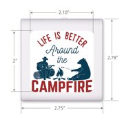 Plug in Dimmable LED Night Light with Dusk to Dawn Auto Sensor, Adjustable Brightness, Warm Light, Auto On/Off Nightlight for Bathroom, Hallway, Nursery, Bedrooms - Life is Better Around Campfire