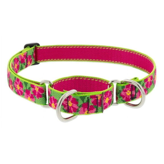 Lupine Martingale Dog Collar 1" Wide Petunias Adjusts from 15" to 22"