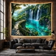 thumbnail image 6 of Multi-Tiered Waterfall Cascading in Lush Forest, Serene Watercolor for Nature Enthusiasts, Botanical Landscape Art, Housewarming Gift Tapestry Wall Hanging for Living Room and Bedroom, 6 of 7
