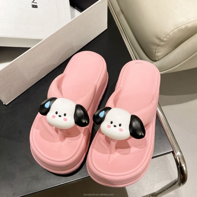 Ruunjoy 2023, zapatillas Eva para niñas, chanclas de goma, sandalias con diseño de animales de dibujos animados, lindas zapatillas de fondo suave para mujer, zapatillas de playa EVA
