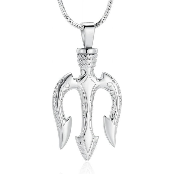 Poseidon Trident Cremation Jewelry for Ashes Ancient Greece Amulet Urn Necklace Ashes Holder for Loved One Keepsakes Pendant Jewelry for Men Women
