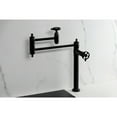 thumbnail image 4 of Kingston Brass KS3700RKX Webb Deck Mount Pot Filler Faucet with Knurled Handle, Matte Black, 4 of 7