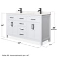 thumbnail image 5 of Wyndham Collection Beckett 60" Wood Double Bathroom Vanity in White/Black, 5 of 6