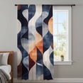 thumbnail image 4 of Navy Blue Burnt Orange Sheer Curtains 54 Inches Long, Geometric Retro Abstract Light Filering Curtains, Breathable Simi Curtain Privacy Drapes for Kitchen Bathroom Lightweight Small Window Treatment, 4 of 9