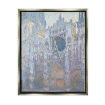 Stupell Industries Rouen Cathedral West Facade Classic Claude Monet Painting Painting Luster Gray Floating Framed Canvas Print Wall Art, Design by one1000paintings