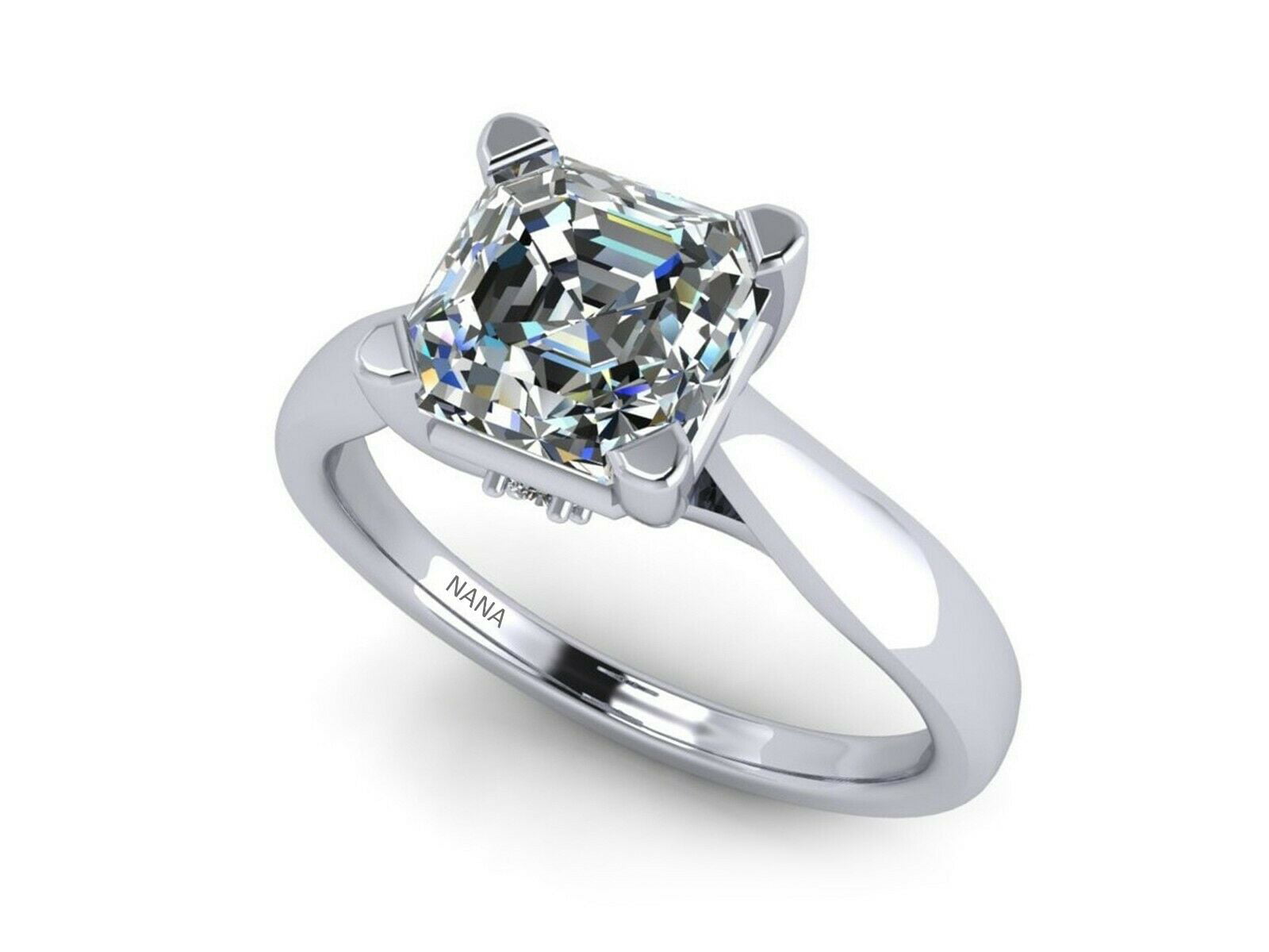 2.00 Ct Asscher Cut Moissanite Engagement Anniversary Ring 925 Sterling Silver 